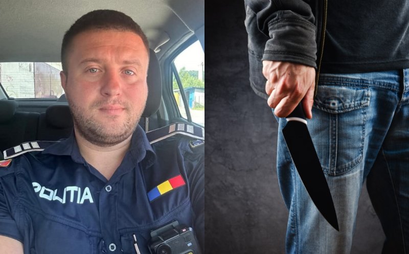 Eroul zilei! Polițist absolvent la Cluj, înjunghiat în coapsă în timp ce oprea un atac cu cuțitul în fața unui spital, în plină zi