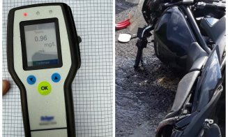 Accident în Cluj: Un cetățean străin, beat criță, a căzut cu motocicleta într-un șanț