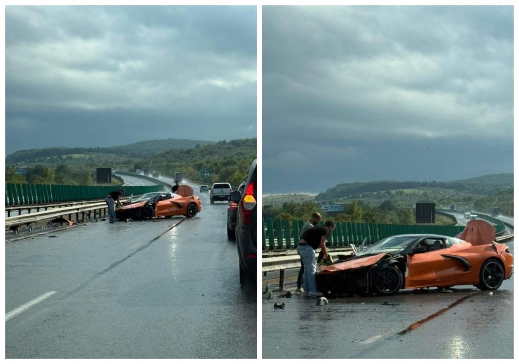 Accident cu pagube uriașe pe A3, în Cluj: două mașini de lux au fost făcute PRAF