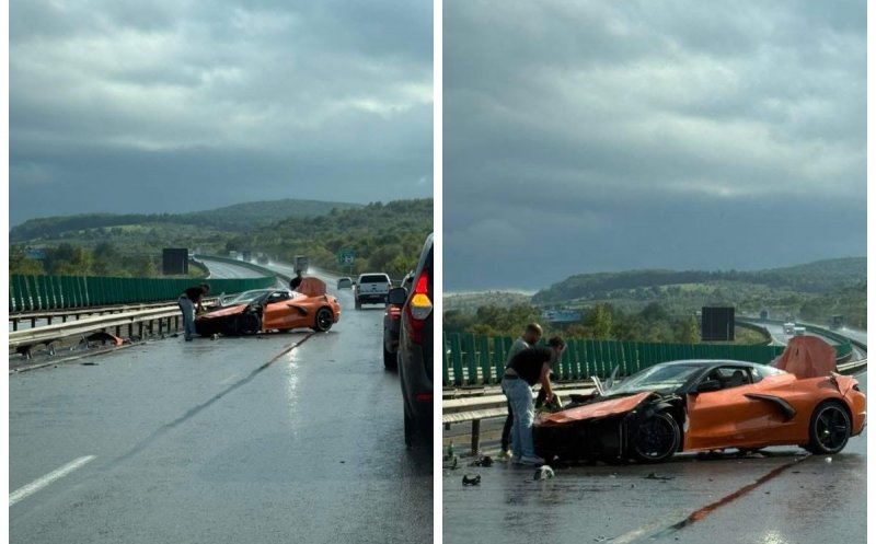 Accident cu pagube uriașe pe A3, în Cluj: două mașini de lux au fost făcute PRAF