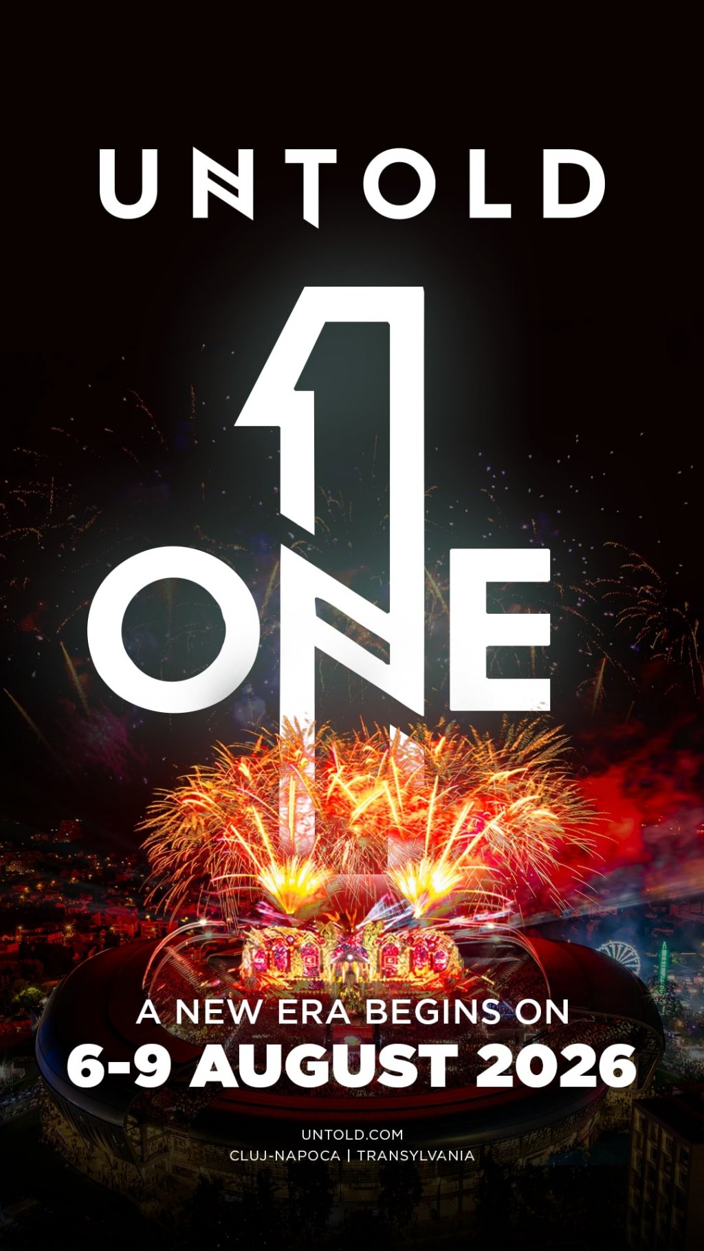 UNTOLD ONE va avea loc între 6–9 august 2026, în Cluj-Napoca