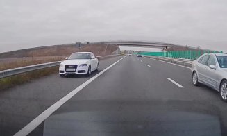 Pericol pe autostradă surprins de o clujeancă: un șofer a depășit pe banda de urgență cu viteză amețitoare. "Am trimis filmarea la poliție”