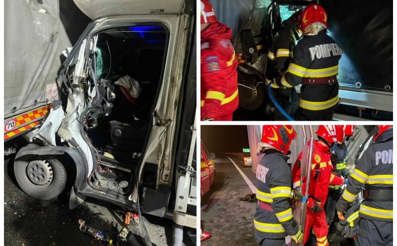 Accident grav pe A10, sensul Aiud-Turda: tânăr de 26 de ani, rănit și transportat la spital după impactul dintre două autoutilitare