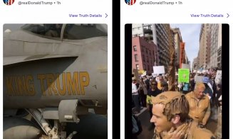 Indignare în SUA: Trump a postat un clip generat de AI în care aruncă excremente peste cei 7 milioane de protestatarii „No Kings” / „Nu pot să cred că