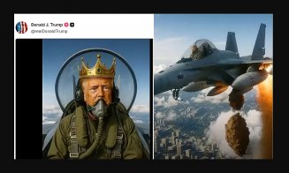 Indignare în SUA: Trump a postat un clip generat de AI în care aruncă excremente peste cei 7 milioane de protestatarii „No Kings” / „Nu pot să cred că