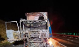 INCENDIU pe Autostrada Transilvania: Un TIR s-a făcut scrum pe A3, sensul de mers Turda-Gilău