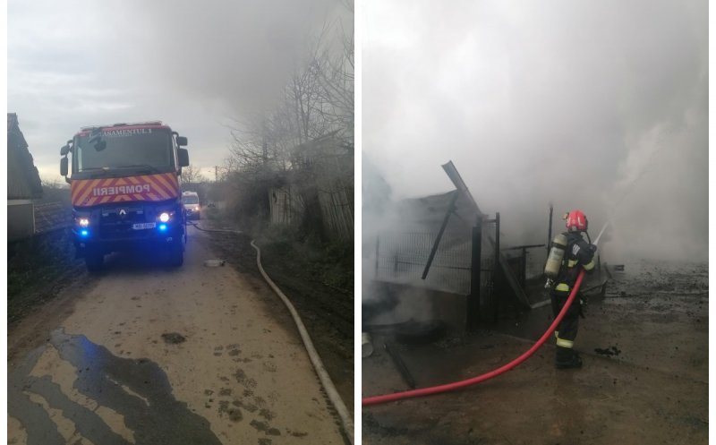 Incendiu puternic într-o gospodărie din Cluj: autoturism distrus și o tânără evaluată de medici