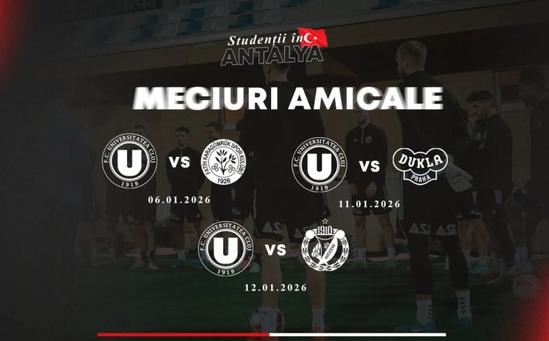 "U" Cluj și-a stabilit programul din Antalya. Adversari din Turcia, Cehia și Polonia pentru "studenți"