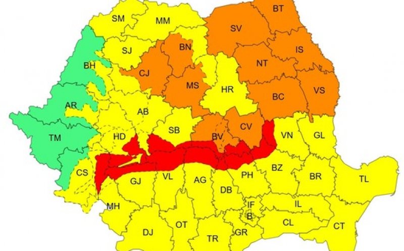 Cod roşu de vânt și viscol în mai multe regiuni, iar în altele portocaliu / Vântul poate ajunge la peste 120 de km/h