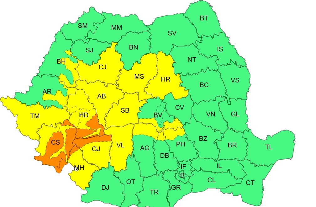 Cod galben de ninsori &icirc;n Rom&acirc;nia. Clujul, printre județele vizate