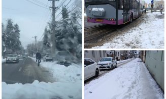 Stații îngropate în zăpadă și trotuare impracticabile la Cluj: pietonii merg pe carosabil. Ce amenzi riscă cei care nu curăță zăpada de pe trotuare