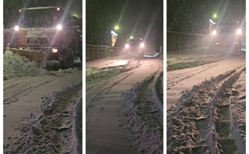Primăria Jucu a trecut la treabă: Străzile acoperite de zăpadă, curățate de la primele ore ale dimineții