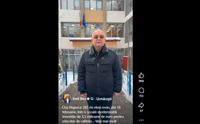 Cluj-Napoca: 285 de elevi revin într-o școală modernizată. Investiție de 3,5 milioane de euro