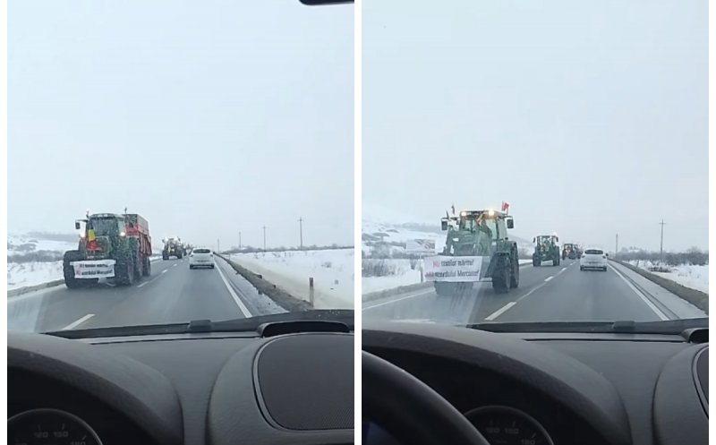 Fermierii ies în stradă: coloană de tractoare surprinsă pe Varianta Apahida, spre Bulevardul Muncii