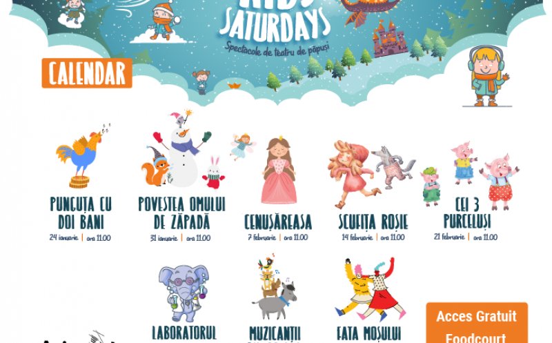 Poveștile copilăriei prind viață la teatrul de păpuși de la Iulius Mall Cluj. Sâmbăta aceasta, cei mici o întâlnesc pe „Cenușăreasa”