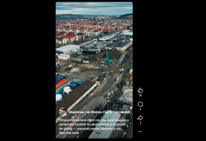 Vedere aeriană pe șantierul metroului din Cluj