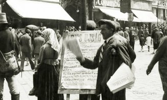 Vânzător de ziare în zona Cafenelei Columbia, strada Memorandumului, 1939