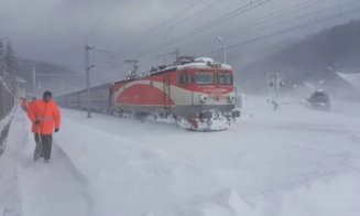Trenurile spre Cluj-Napoca au întârzieri de până la cinci ore din cauza viscolului și ninsorilor