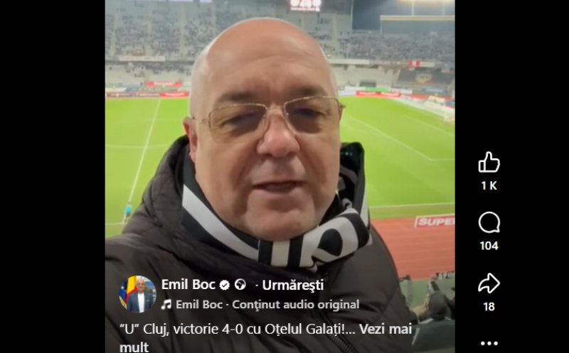 Emil Boc, euforic după calificarea Universității Cluj în play-off: „Să sărbătorim cu bere și vin”