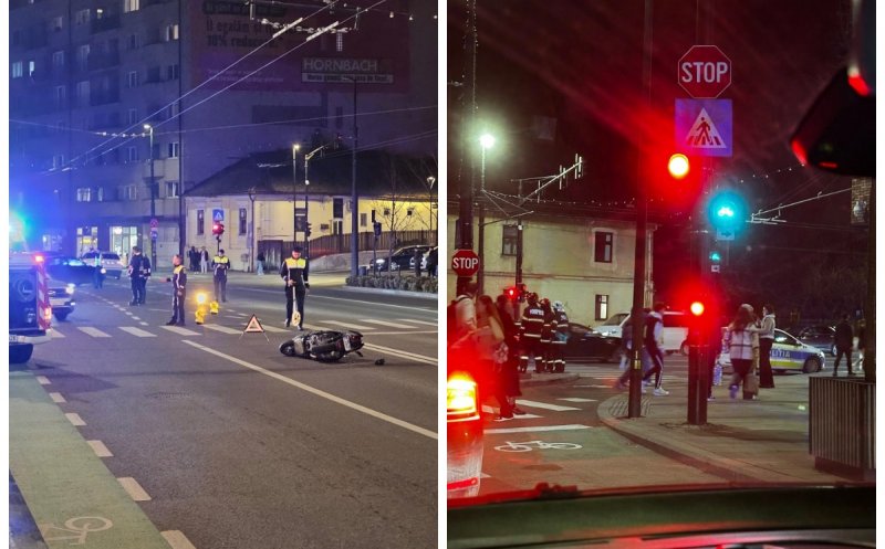 Cum s-a produs accidentul de pe Calea Moților din Cluj: un bărbat pe scuter a fost rănit și dus la spital