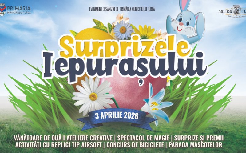 Iepurașul vine mai devreme la Turda: vânătoare de ouă, spectacol de magie și multe surprize pentru cei mici