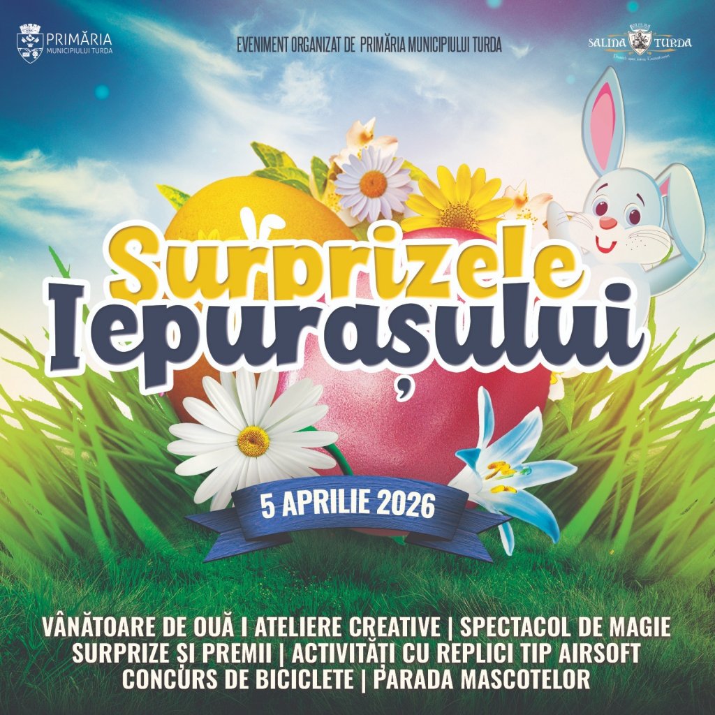 Iepurașul vine la Turda: vânătoare de ouă, spectacol de magie și multe surprize pentru cei mici / Evenimentul a fost reprogramat