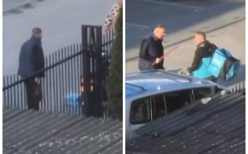 Imagini terifiante cu livratorul bătut cu ranga în plină zi, la Cluj