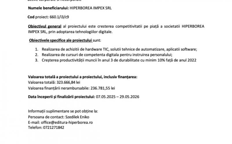 Comunicat de presă finalizare proiect