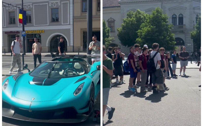 Supermașina lui Andrew Tate a făcut spectacol în centrul Clujului. Zeci de oameni s-au oprit să admire Koenigseggul de milioane de dolari