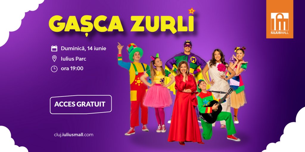 Spectacol gratuit susținut de Gașca Zurli, duminică, la Iulius Mall Cluj
