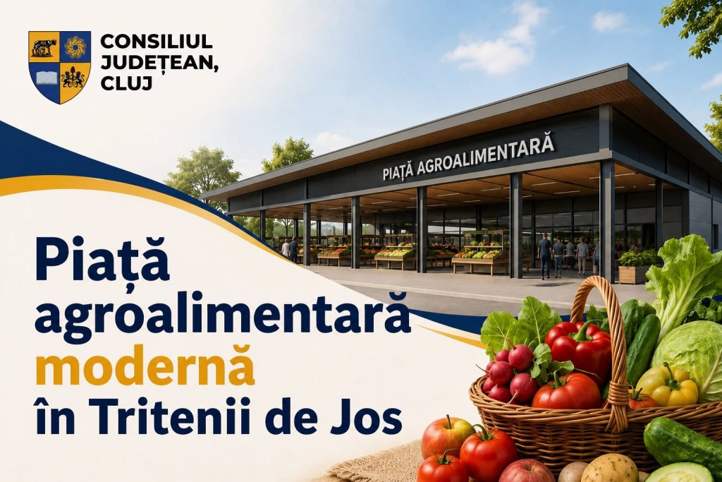 Piață agroalimentară modernă într-o localitate din Cluj. Tișe: „Dorim ca acest model să fie transpus la nivelul cât mai multor comune din județ”