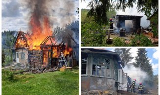 Casă distrusă de flăcări într-o comună din Cluj. Pompierii au salvat un adăpost de animale și au evacuat două butelii