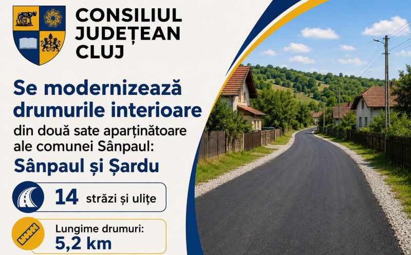Mai multe străzi și ulițe dintr-o comună clujeană vor fi asfaltate. Investiție de 8 mil. lei