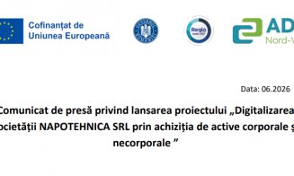 Comunicat de presă privind lansarea proiectului „Digitalizarea societății NAPOTEHNICA SRL prin achiziția de active corporale și necorporale ”