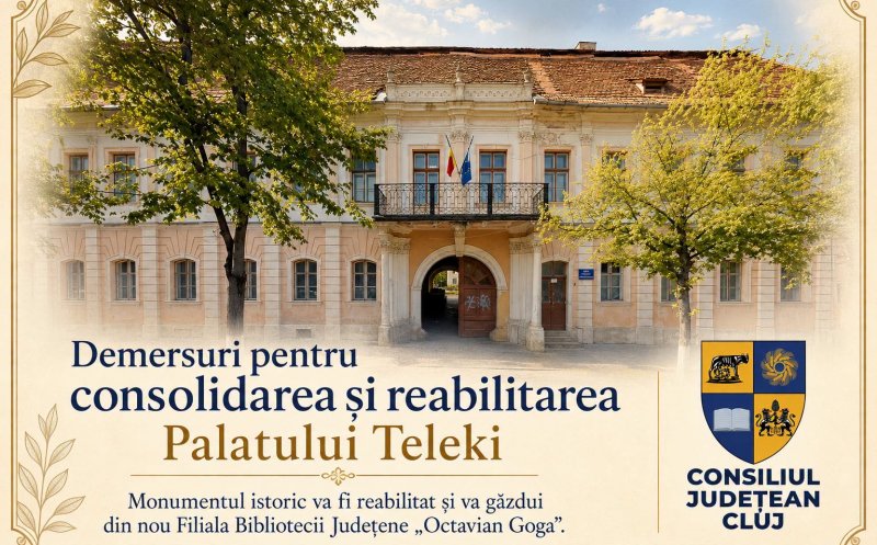 CJ Cluj și primăria Cluj-Napoca și-au dat mâna și reabilitează Palatul Teleki. Investiție de 67 mil. lei