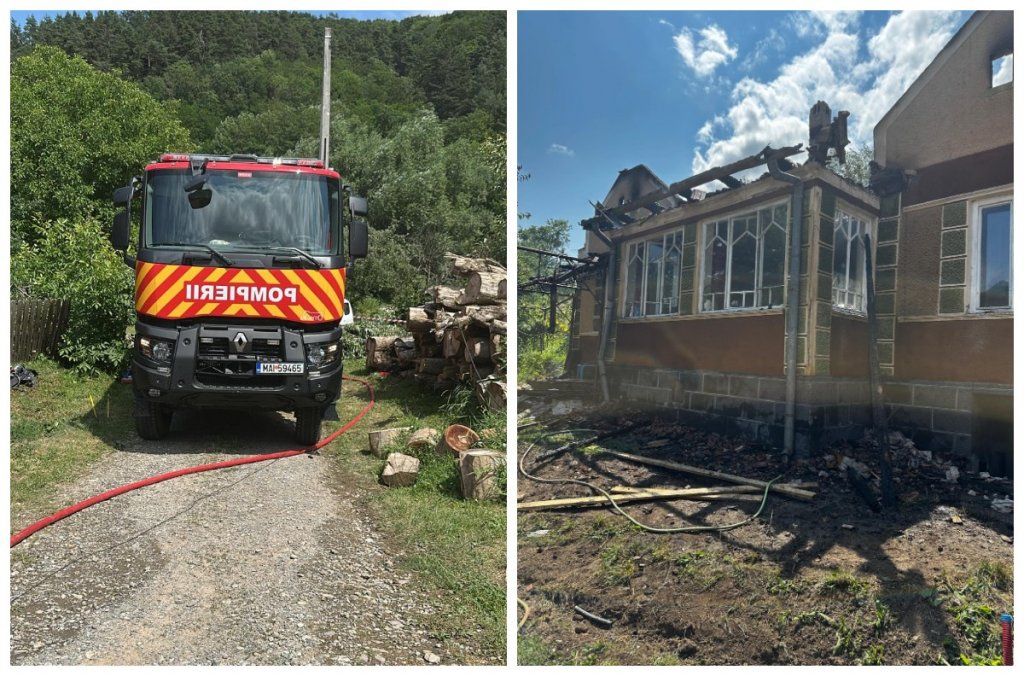 Flăcări uriașe la o locuință din Cluj. O butelie aflată în interior a amplificat pericolul
