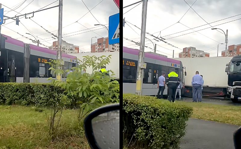ACCIDENT la podul Calvaria: Tramvai vs. TIR / Trafic BLOCAT cu zeci de troleibuze aliniate / ”Eu nu înțeleg, tramvaiele nu au sisteme de frânare?"