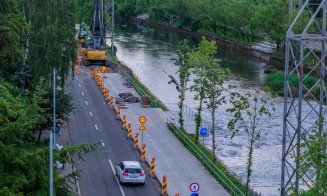 Primele imagini spectaculoase din dronă cu viitorul pod provizoriu peste Someș
