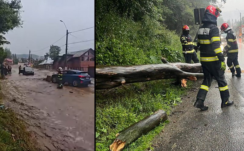 Femeie salvată din viitura de la Bușteni. Pompierii au evacuat persoane blocate în autoturisme