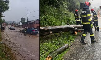 Femeie salvată din viitura de la Bușteni. Pompierii au evacuat persoane blocate în autoturisme