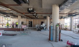 Noi IMAGINI de pe șantierul viitorului Centrului integrat de simulare, training și cercetare al UMF Cluj. Biblioteca va fi gata în această vară