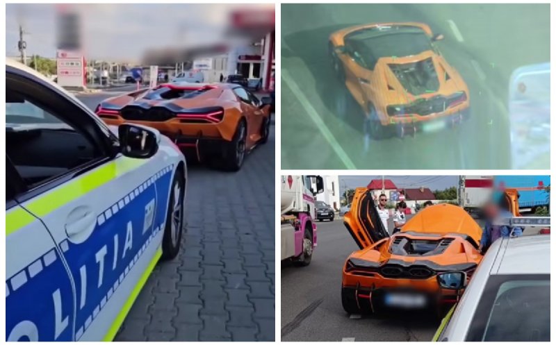 Gonea cu Lamborghini-ul pe șoselele din Cluj, fără să știe că este urmărit de un elicopter al MAI. Ce spun polițiștii