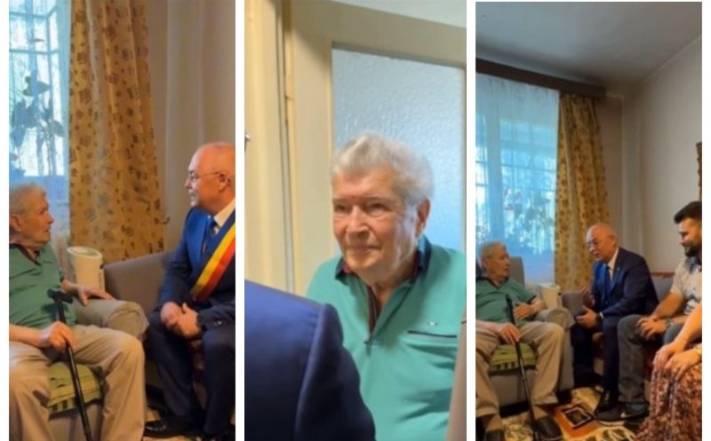 Moment emoționant la Cluj. Boc a premiat un bărbat care a împlinit 100 de ani: „Un secol de demnitate și înțelepciune”