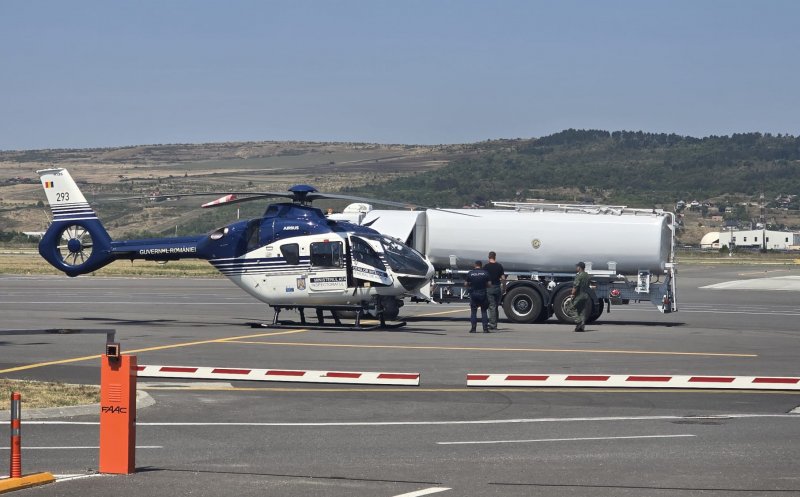 Elicopterul cu radar al Poliției a făcut plinul la Aeroportul Cluj. Începe „vânătoarea” șoferilor indisciplinați