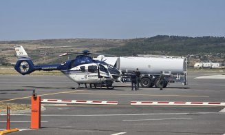 Elicopterul cu radar al Poliției a făcut plinul la Aeroportul Cluj. Începe „vânătoarea” șoferilor indisciplinați