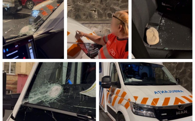 Ambulanță, atacată cu topoarele, bâte și pietre, într-un sat din Cluj