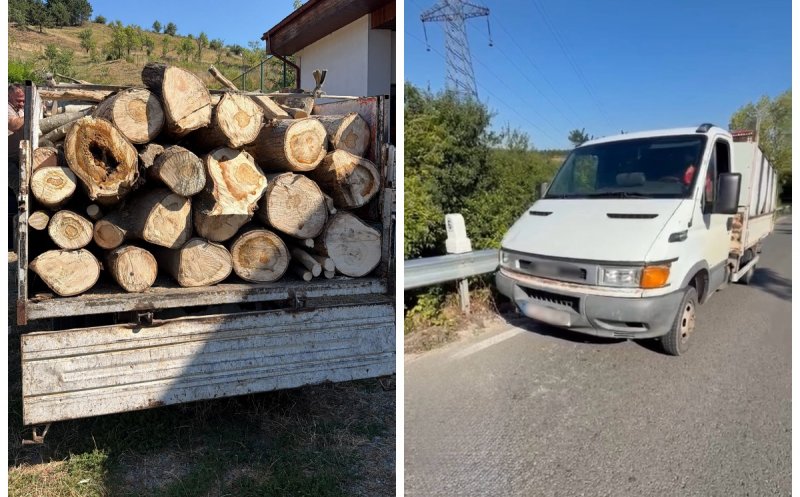 Transport de lemne fără acte, depistat în Cluj. Șoferul a primit o amendă uriașă