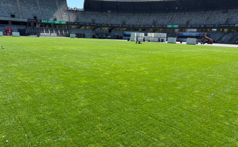 Gazonul de pe Cluj Arena îi așteaptă pe jucătorii Universității: "Arată bine în proporție de 98%"