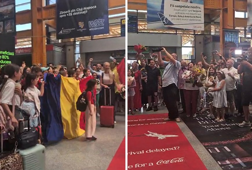 Sărbătoare la terminalul sosiri de pe aeroportul din Cluj-Napoca