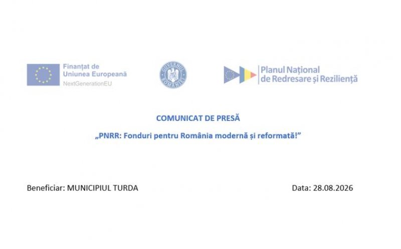 Comunicat de presă: Finalizare activități implementare proiect „Soluții ITS pentru transportul urban la nivelul Municipiului Turda”